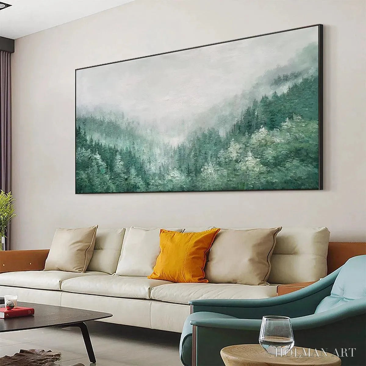 HOLMAN ART Valley of the Evergreens – Panoramic Evergreen Forest Landscape Oil Painting - image 2