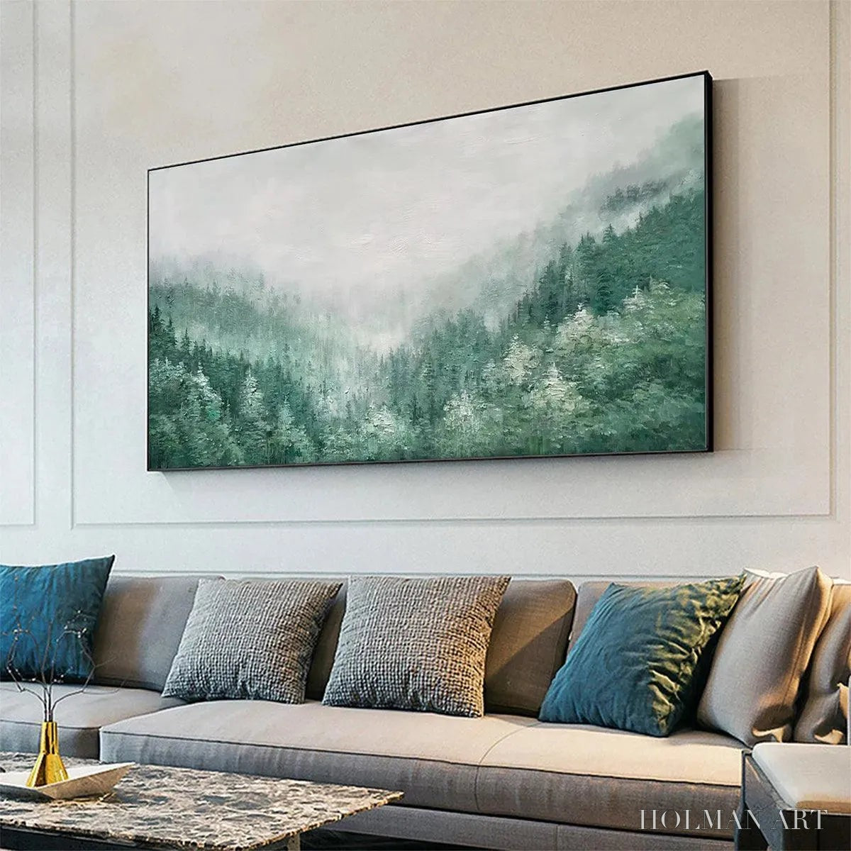 HOLMAN ART Valley of the Evergreens – Panoramic Evergreen Forest Landscape Oil Painting - image 4