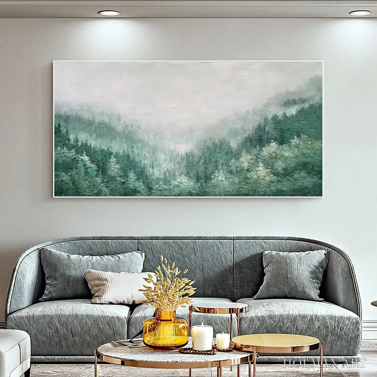 HOLMAN ART Valley of the Evergreens – Panoramic Evergreen Forest Landscape Oil Painting - image 6