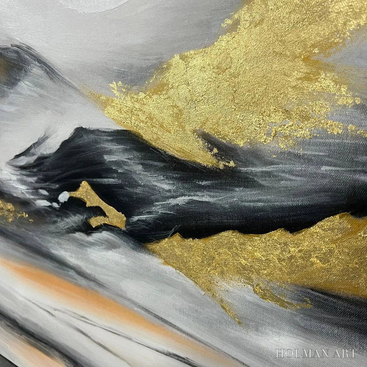 HOLMAN ART Black and Gold Mountain Oil Painting - Abstract Art - image 3