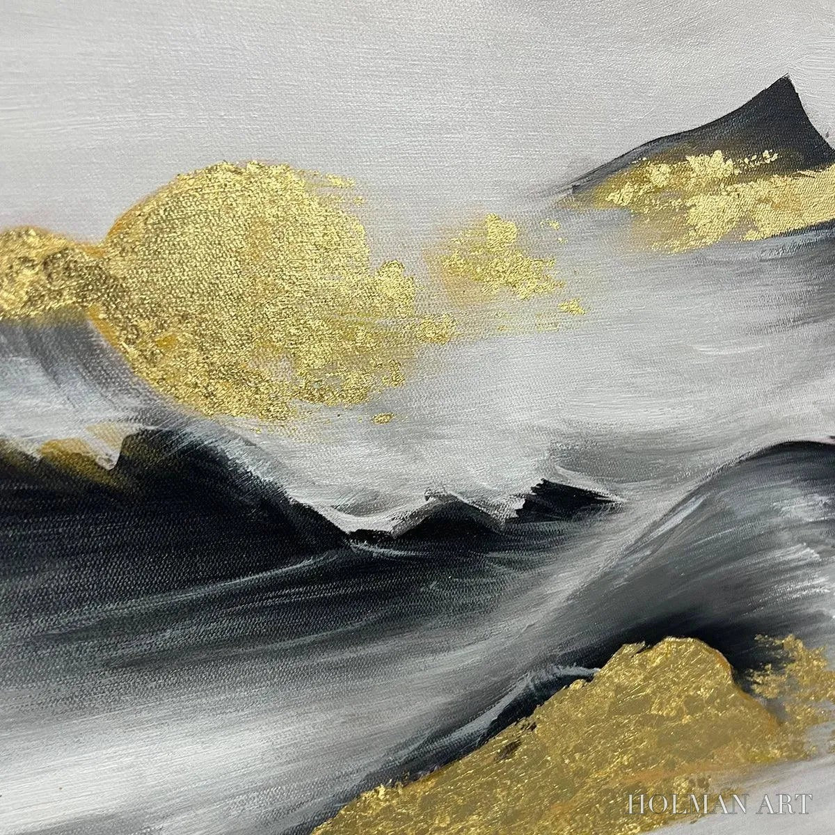 HOLMAN ART Black and Gold Mountain Oil Painting - Abstract Art - image 5