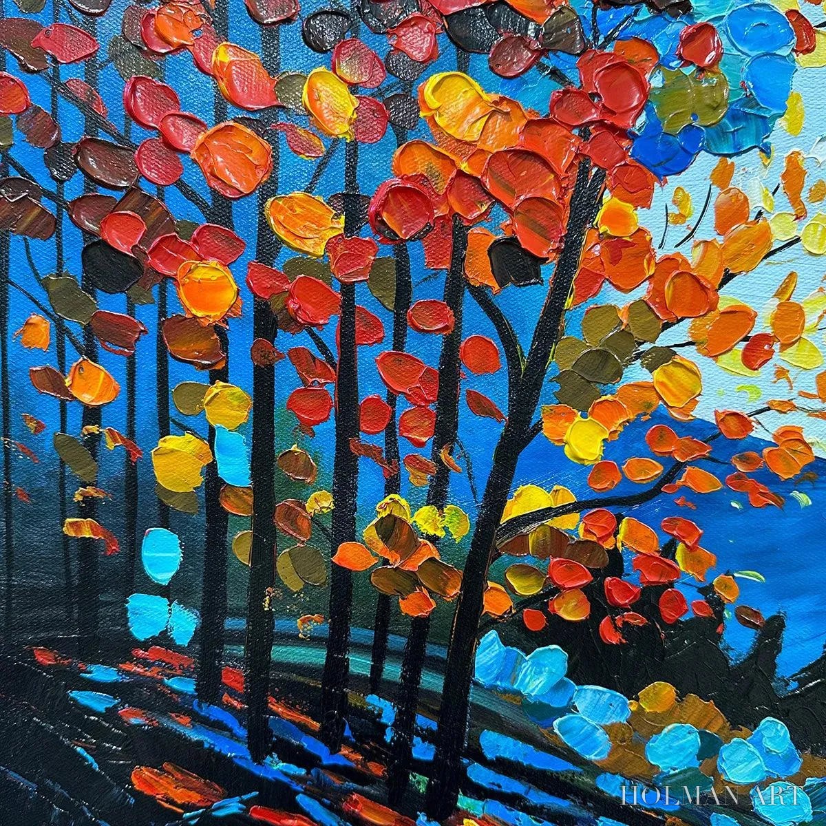 HOLMAN ART Colorful Forest Landscape Oil Painting - Autumn Vibes - image 3