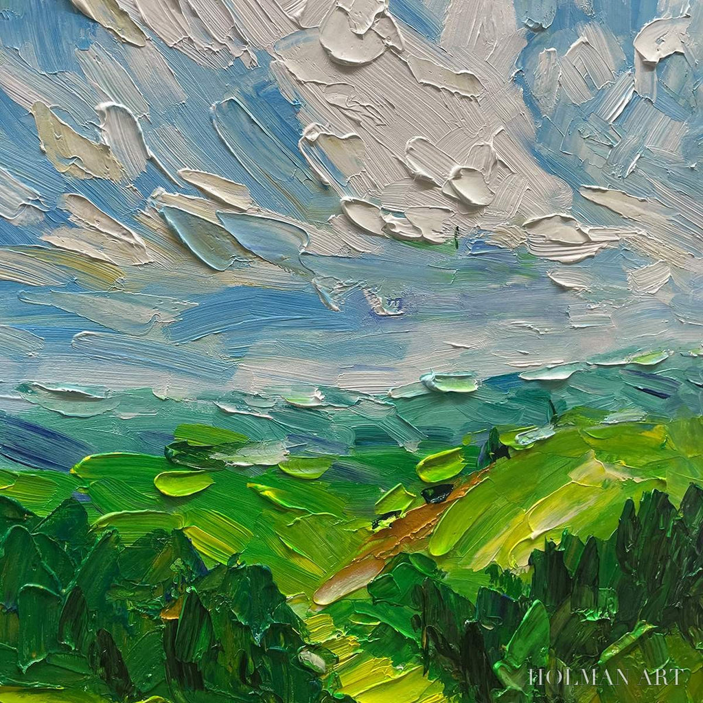 HOLMAN ART Green Valley Vista – Textured Landscape Painting, Impasto , Vertical Canvas, Nature Decor - image 6