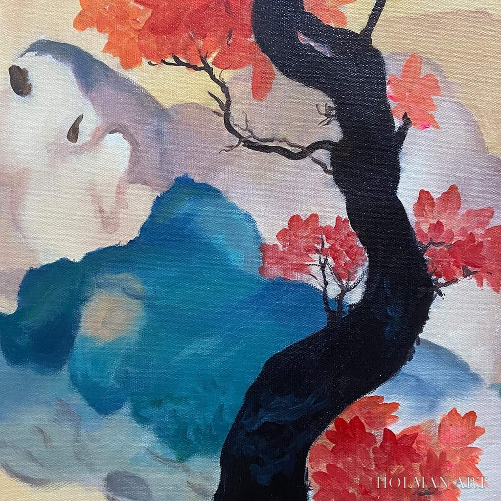 HOLMAN ART Zen Mountain Sunset Panoramic – Landscape Painting, Panoramic , Asian Decor - image 3