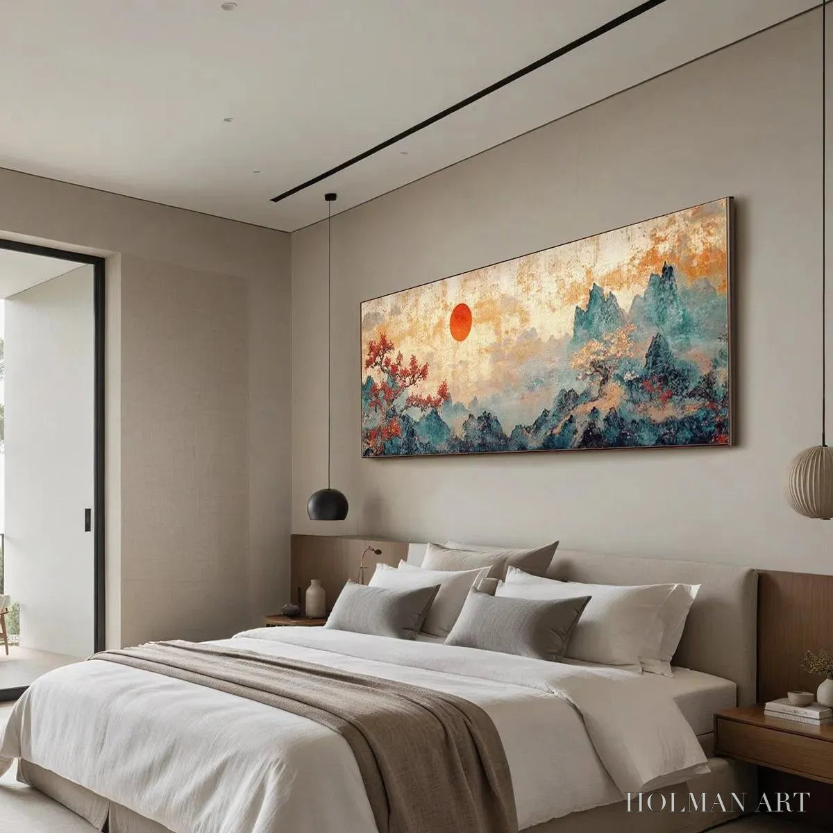 HOLMAN ART Zen Mountain Sunset Panoramic – Landscape Painting, Panoramic , Asian Decor - image 5
