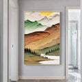 HOLMAN ART Golden Valley – Textured Mountain Landscape Painting, Green and Gold , Vertical Canvas, Impasto Decor - image 2