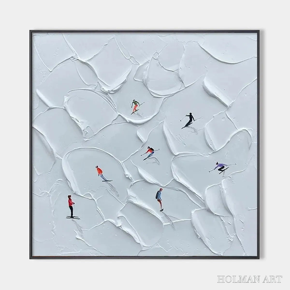 HOLMAN ART Alpine Ski – Textured Skiing Painting, Winter Sports , Square Canvas, Impasto Decor - image 1