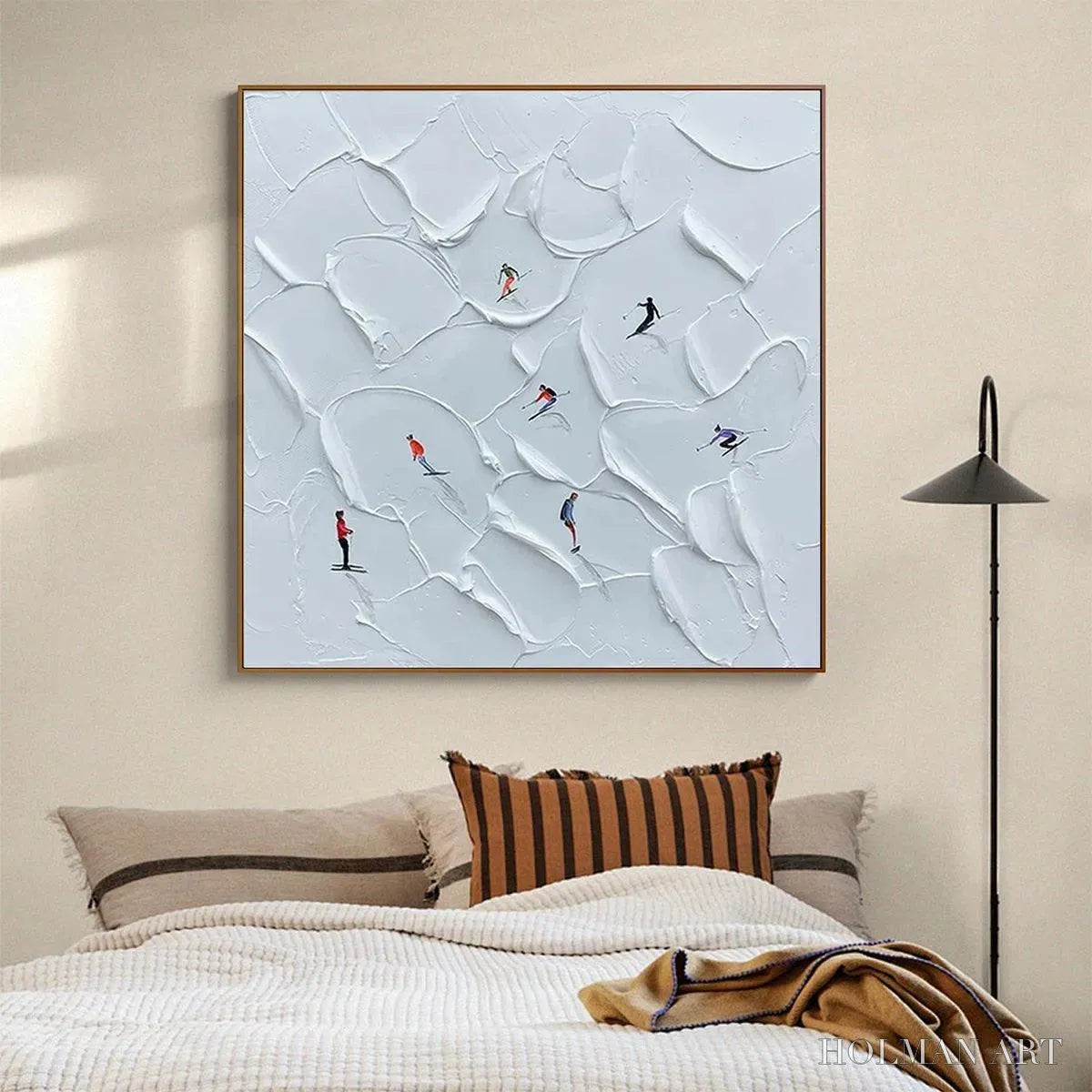 HOLMAN ART Alpine Ski – Textured Skiing Painting, Winter Sports , Square Canvas, Impasto Decor - image 3