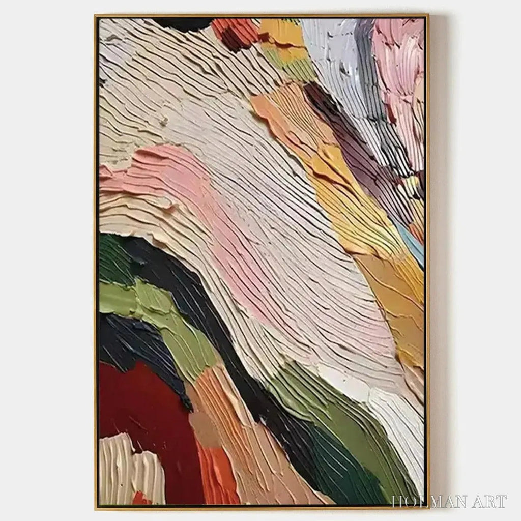 HOLMAN ART Colorful Ridge – Textured Abstract Painting, Colorful , Vertical Canvas, Impasto Decor - image 1