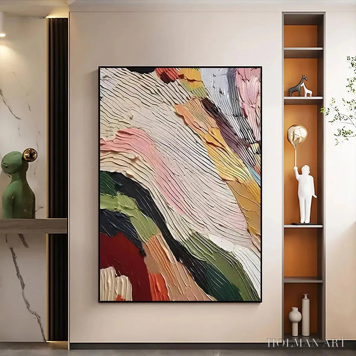 HOLMAN ART Colorful Ridge – Textured Abstract Painting, Colorful , Vertical Canvas, Impasto Decor - image 2