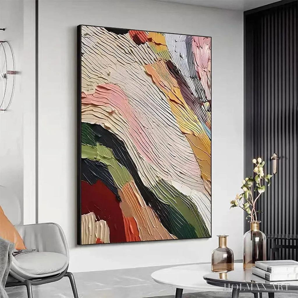 HOLMAN ART Colorful Ridge – Textured Abstract Painting, Colorful , Vertical Canvas, Impasto Decor - image 4