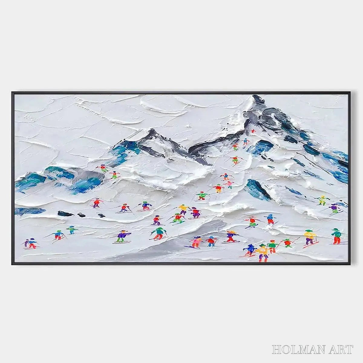HOLMAN ART Alpine Ski Day – Sports Painting, Winter Decor, Impasto, Textured - image 1