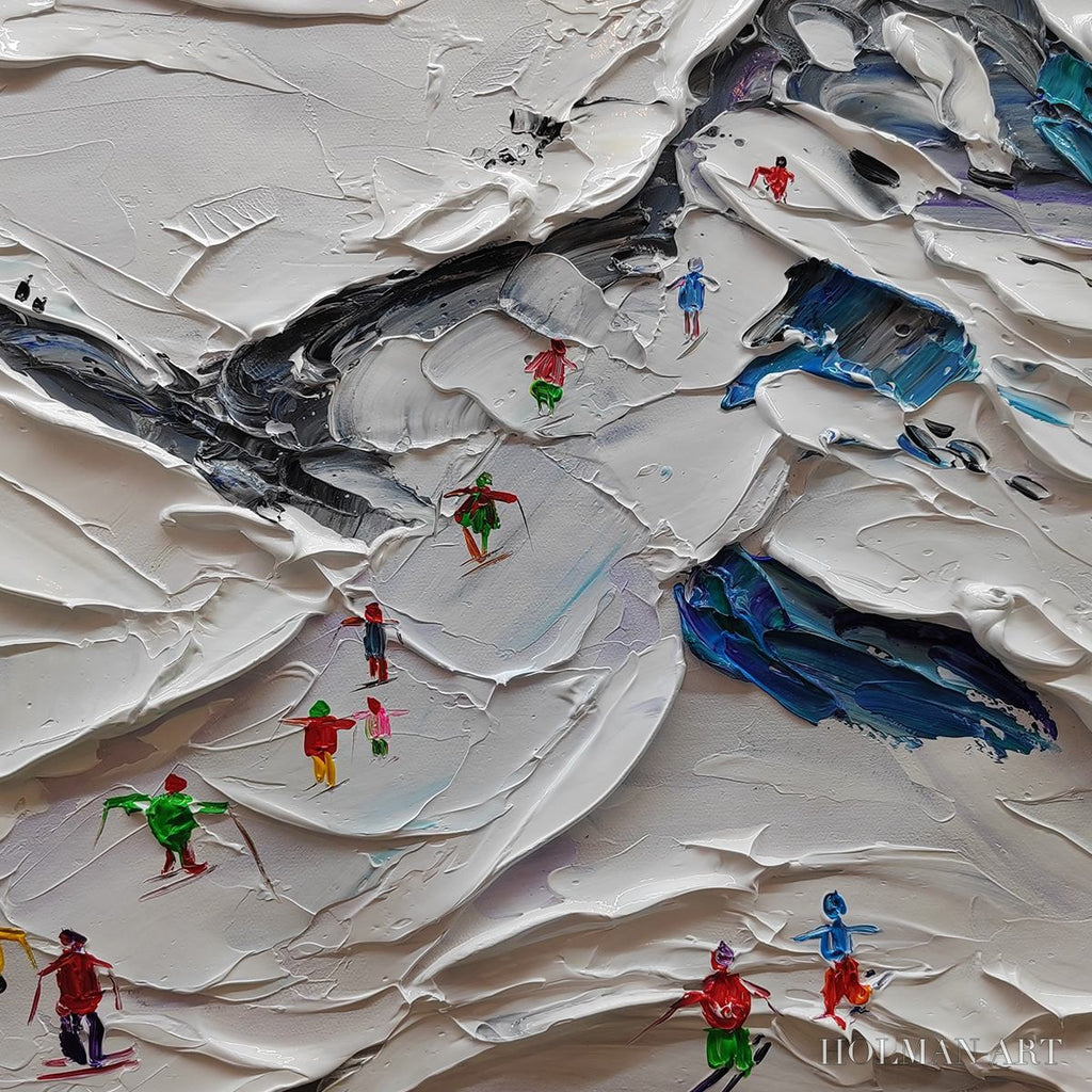 HOLMAN ART Alpine Ski Day – Sports Painting, Winter Decor, Impasto, Textured - image 6