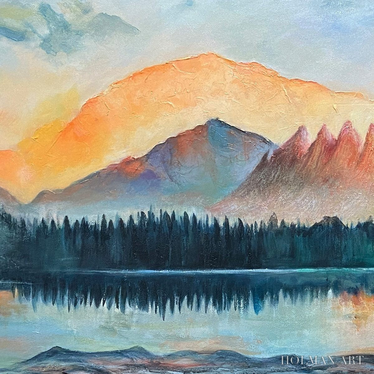HOLMAN ART Sunset Serenity Panoramic – Landscape Painting, Panoramic , Watercolor Decor - image 3
