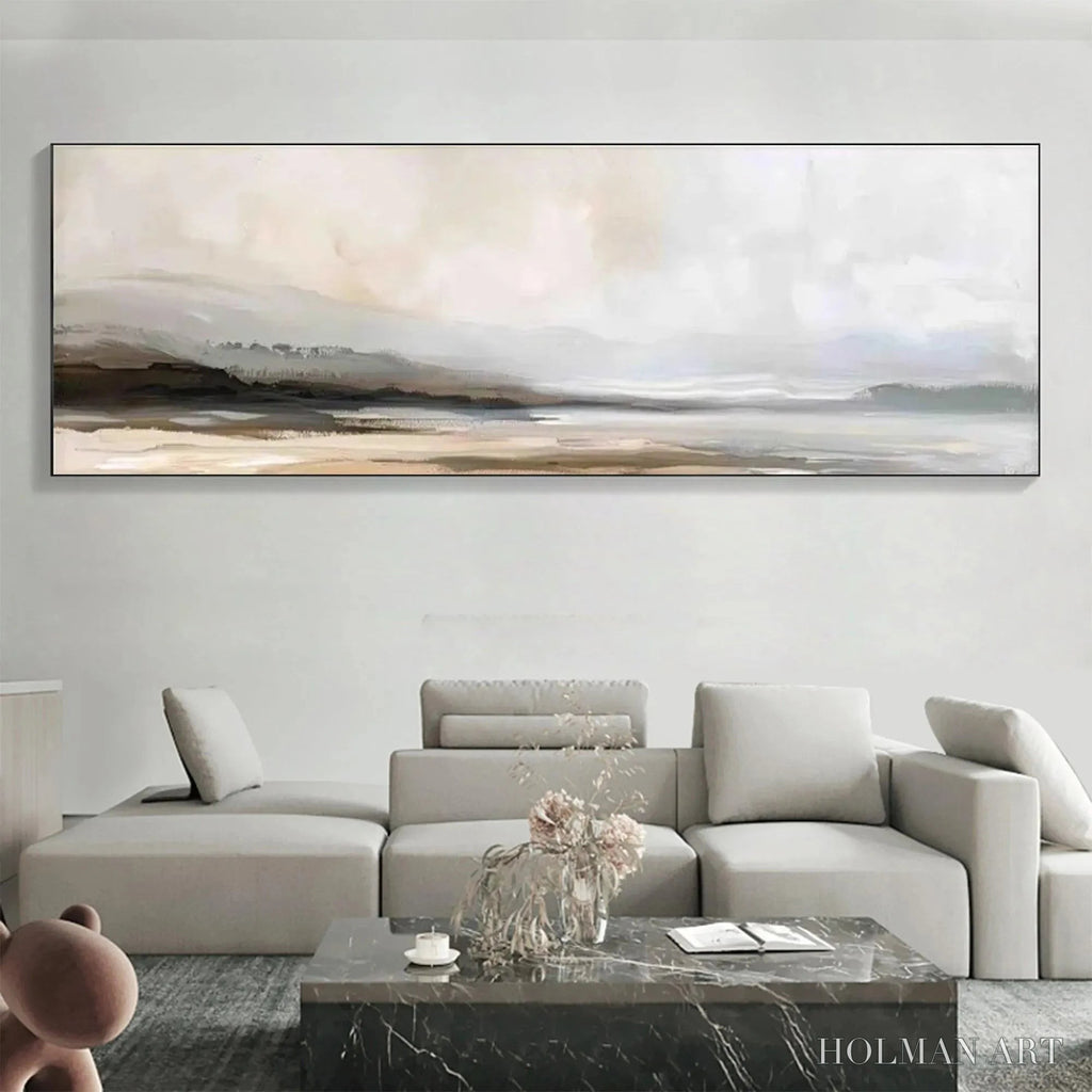 HOLMAN ART Misty Mountain Lake Panoramic – Landscape Painting, Panoramic - image 2
