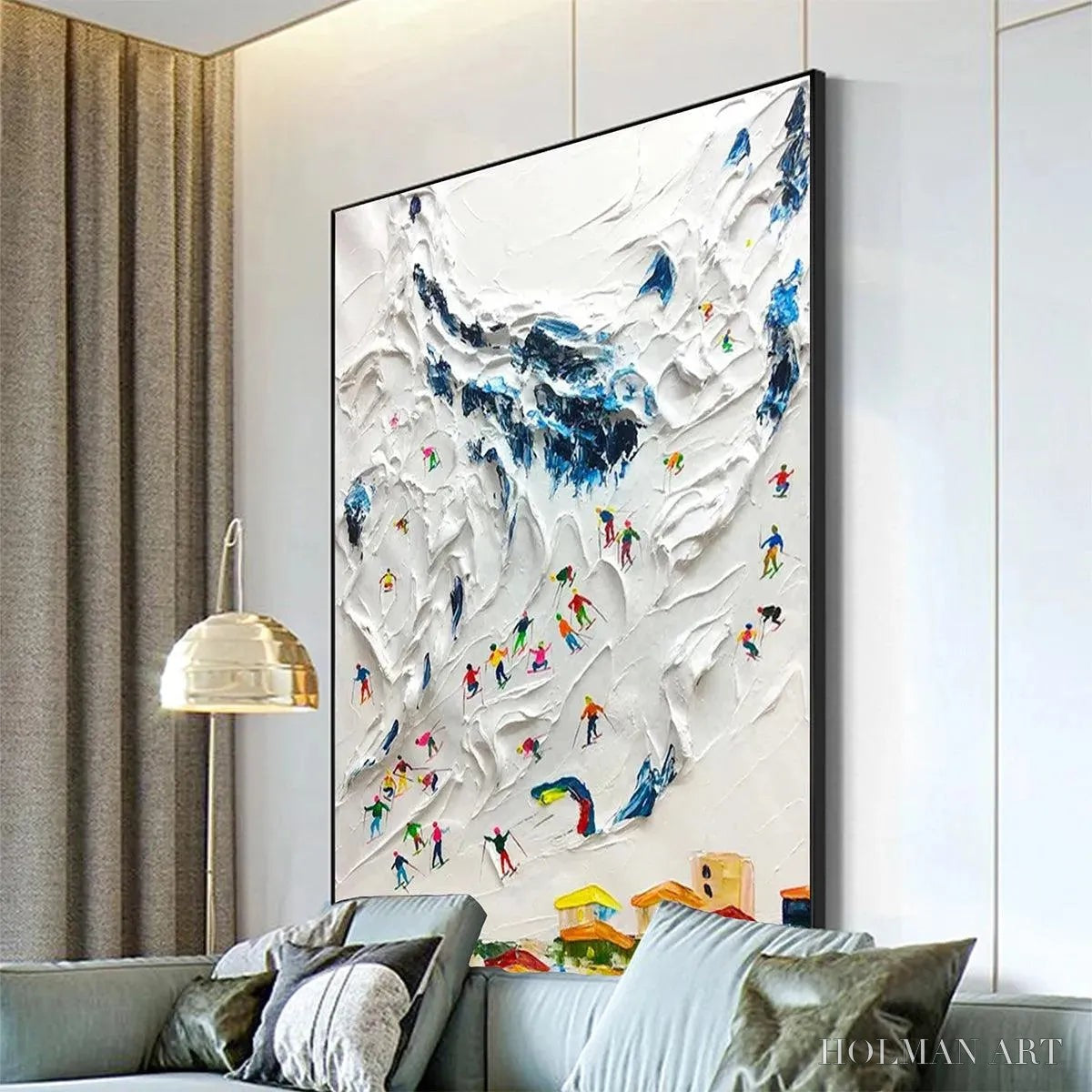 HOLMAN ART Alpine Ski Day – Textured Ski Scene Painting, Vertical - image 5