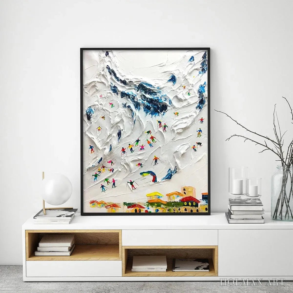 HOLMAN ART Alpine Ski Day – Textured Ski Scene Painting, Vertical - image 6