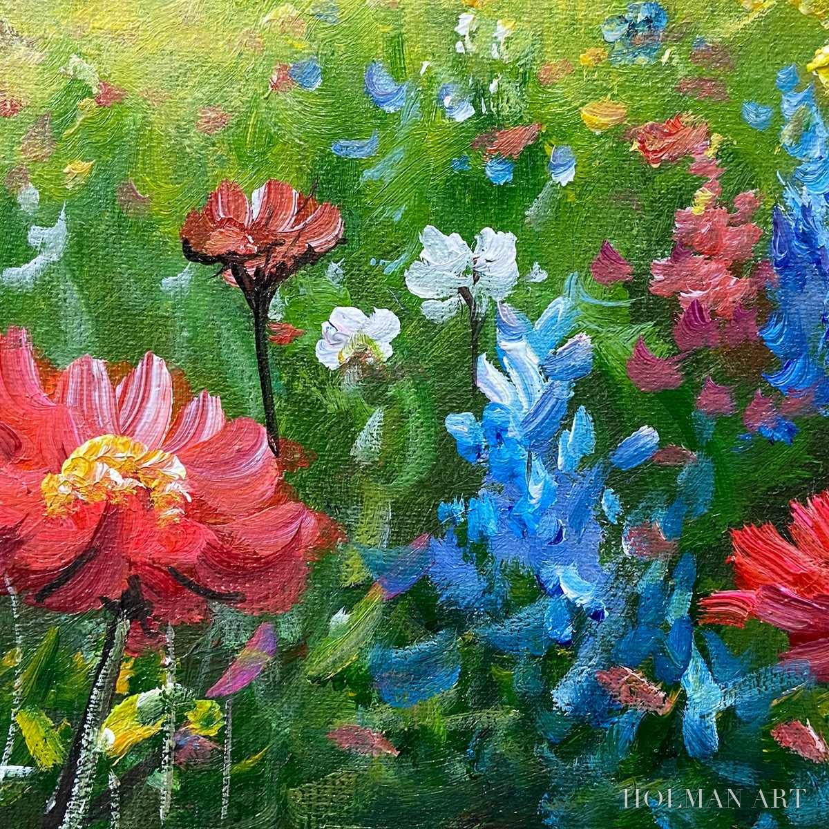 HOLMAN ART Alpine Wildflower Paradise – Colorful Landscape Painting with Mountains and Wildflowers - image 3