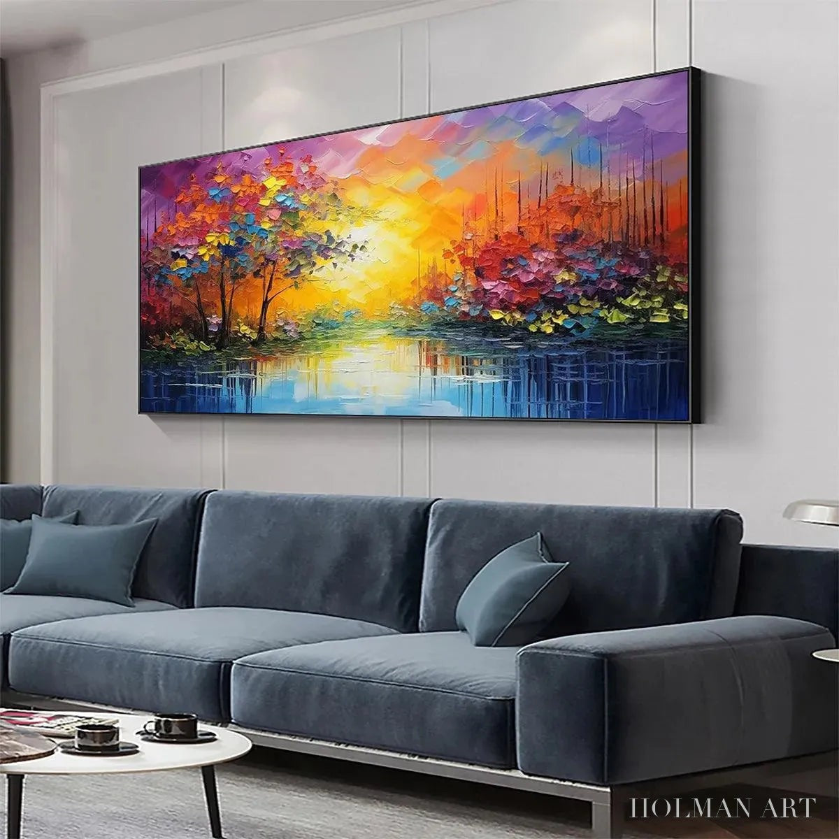 HOLMAN ART Enchanted Riverview – Colorful Landscape Painting - image 4