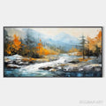 HOLMAN ART Autumn River – Textured Landscape Painting with River and Mountains - image 1
