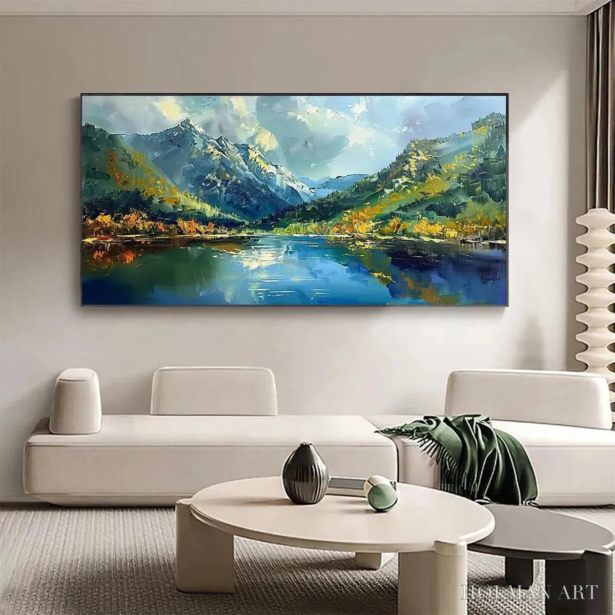 HOLMAN ART Alpine Reflection – Panoramic Landscape Painting of a Mountain Lake - image 2