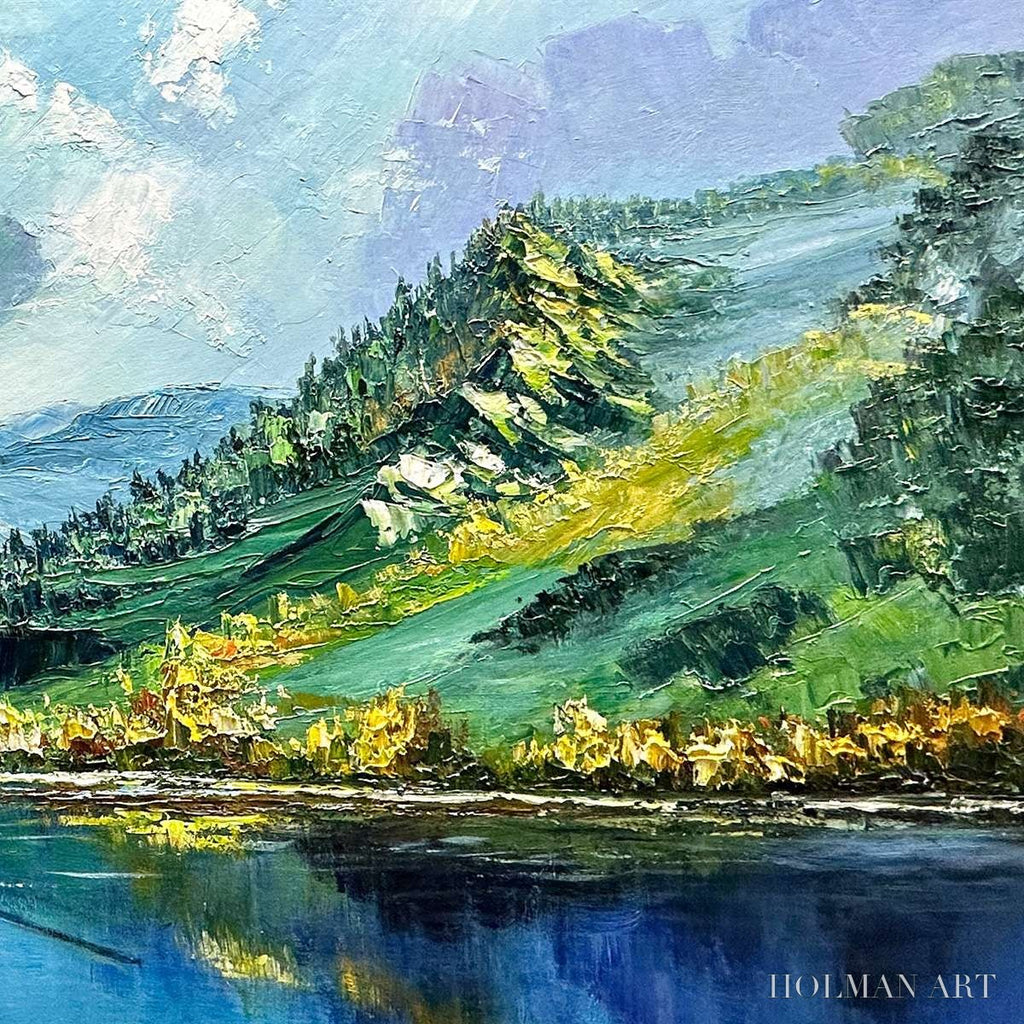 HOLMAN ART Alpine Reflection – Panoramic Landscape Painting of a Mountain Lake - image 3