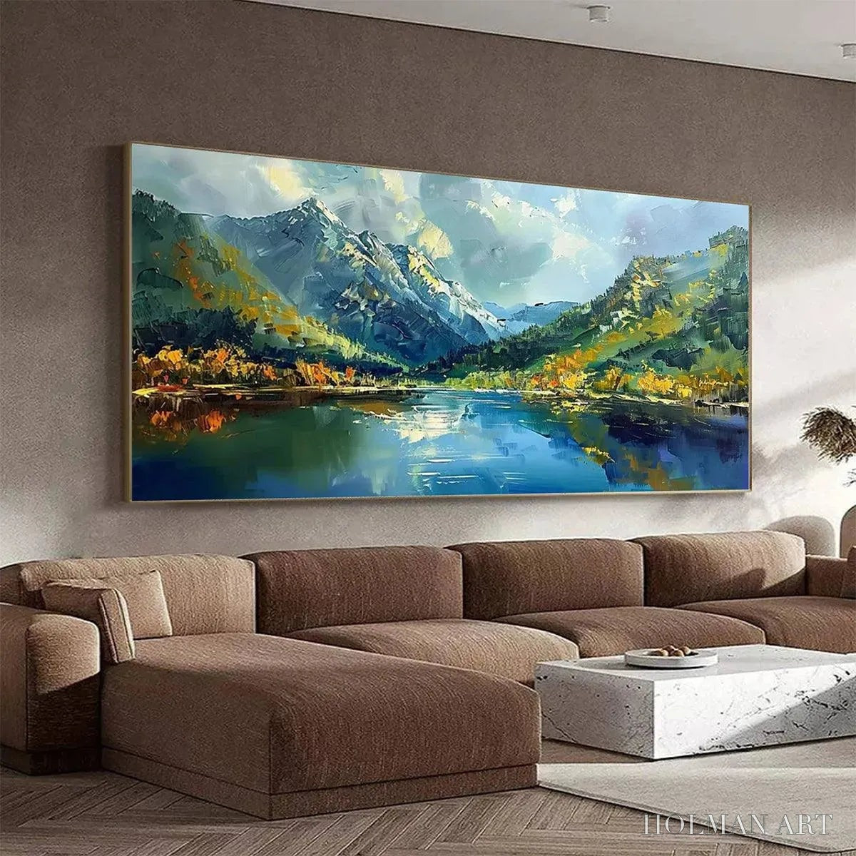 HOLMAN ART Alpine Reflection – Panoramic Landscape Painting of a Mountain Lake - image 4