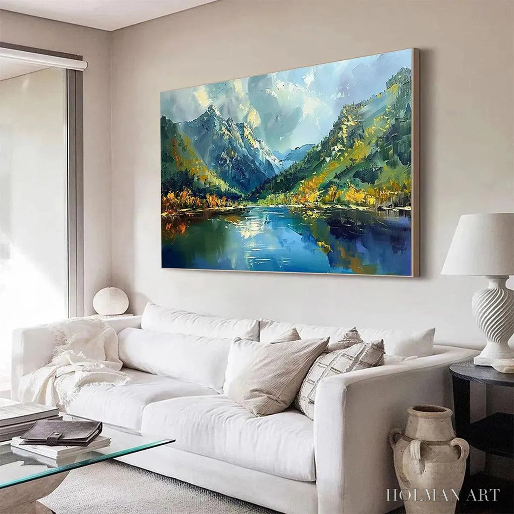 HOLMAN ART Alpine Reflection – Panoramic Landscape Painting of a Mountain Lake - image 5