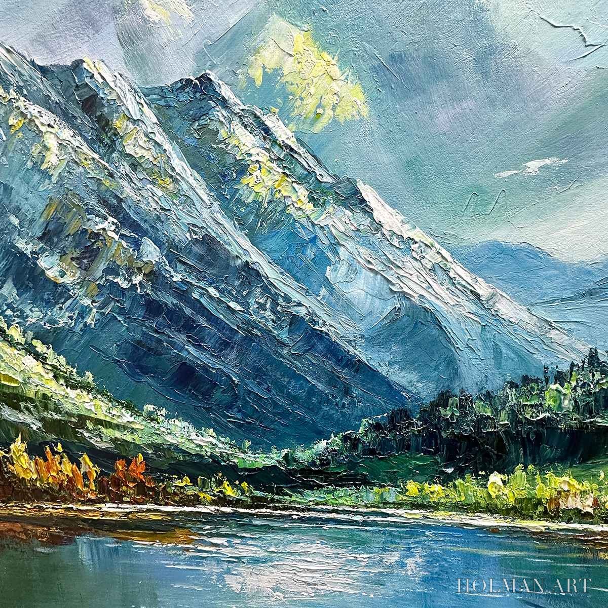 HOLMAN ART Alpine Reflection – Panoramic Landscape Painting of a Mountain Lake - image 6