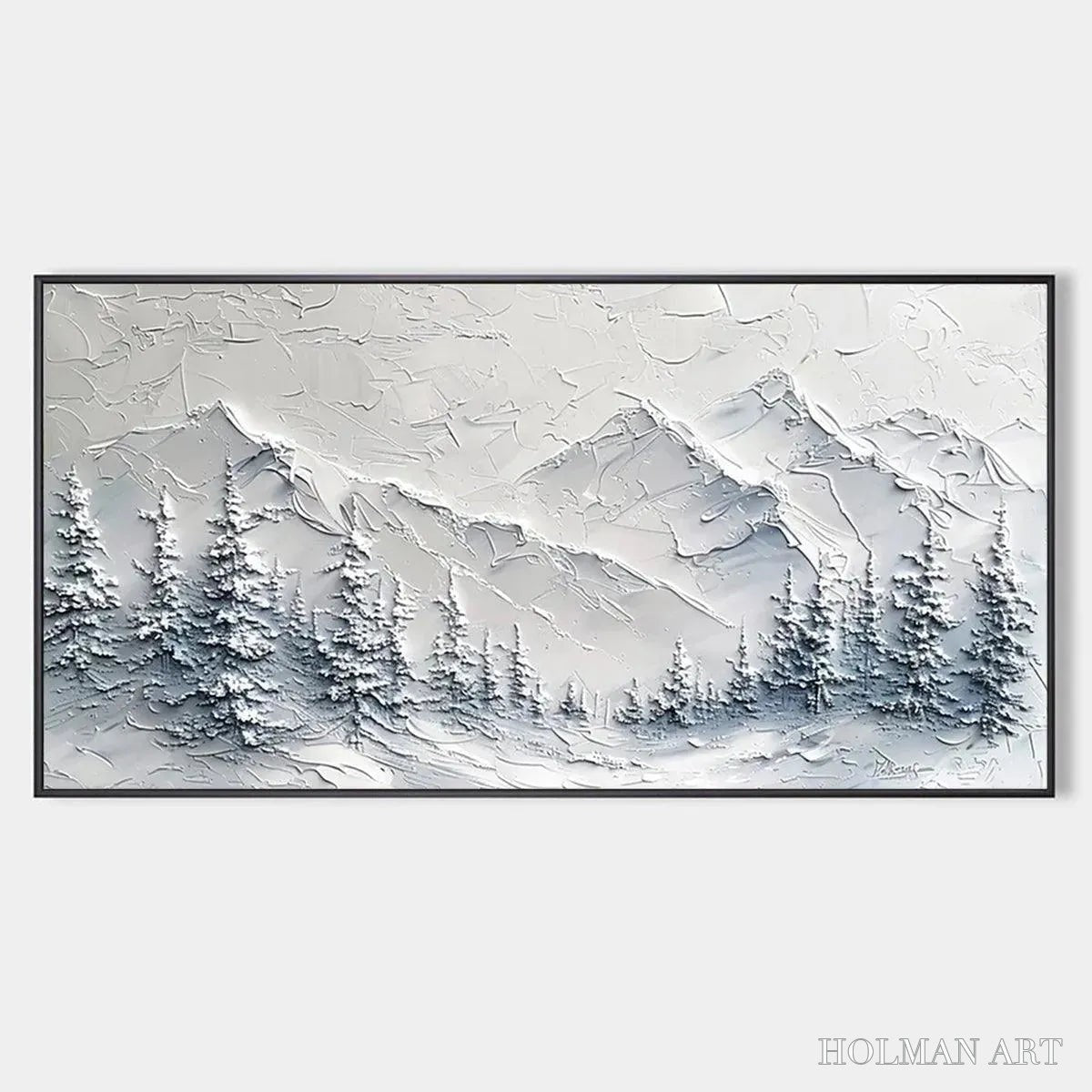 HOLMAN ART Winter'S Embrace – Textured Winter Mountain Landscape Painting - image 1