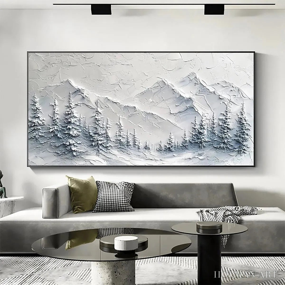 HOLMAN ART Winter'S Embrace – Textured Winter Mountain Landscape Painting - image 2