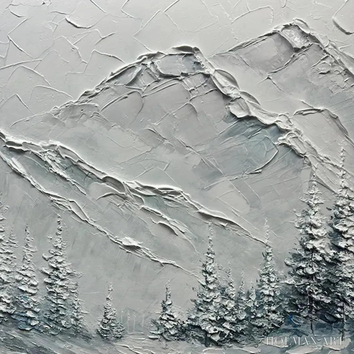 HOLMAN ART Winter'S Embrace – Textured Winter Mountain Landscape Painting - image 3