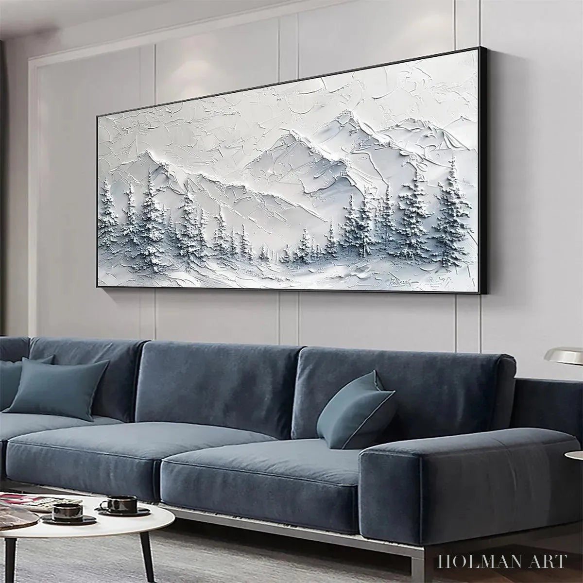 HOLMAN ART Winter'S Embrace – Textured Winter Mountain Landscape Painting - image 4