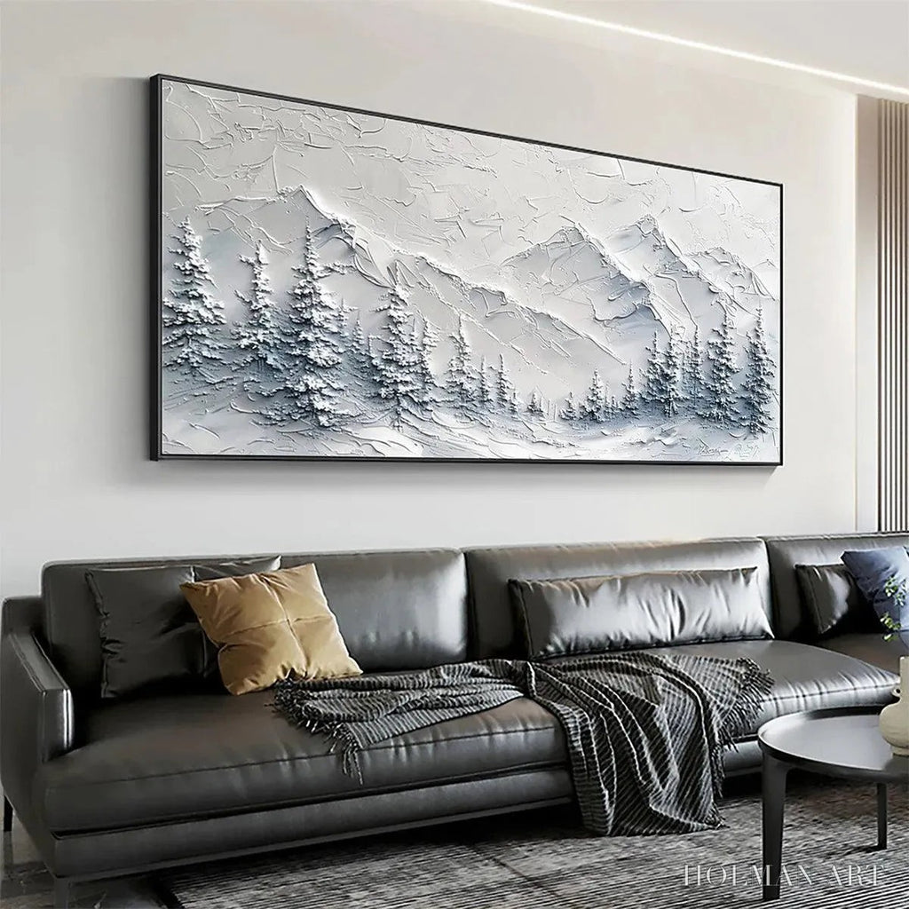 HOLMAN ART Winter'S Embrace – Textured Winter Mountain Landscape Painting - image 6