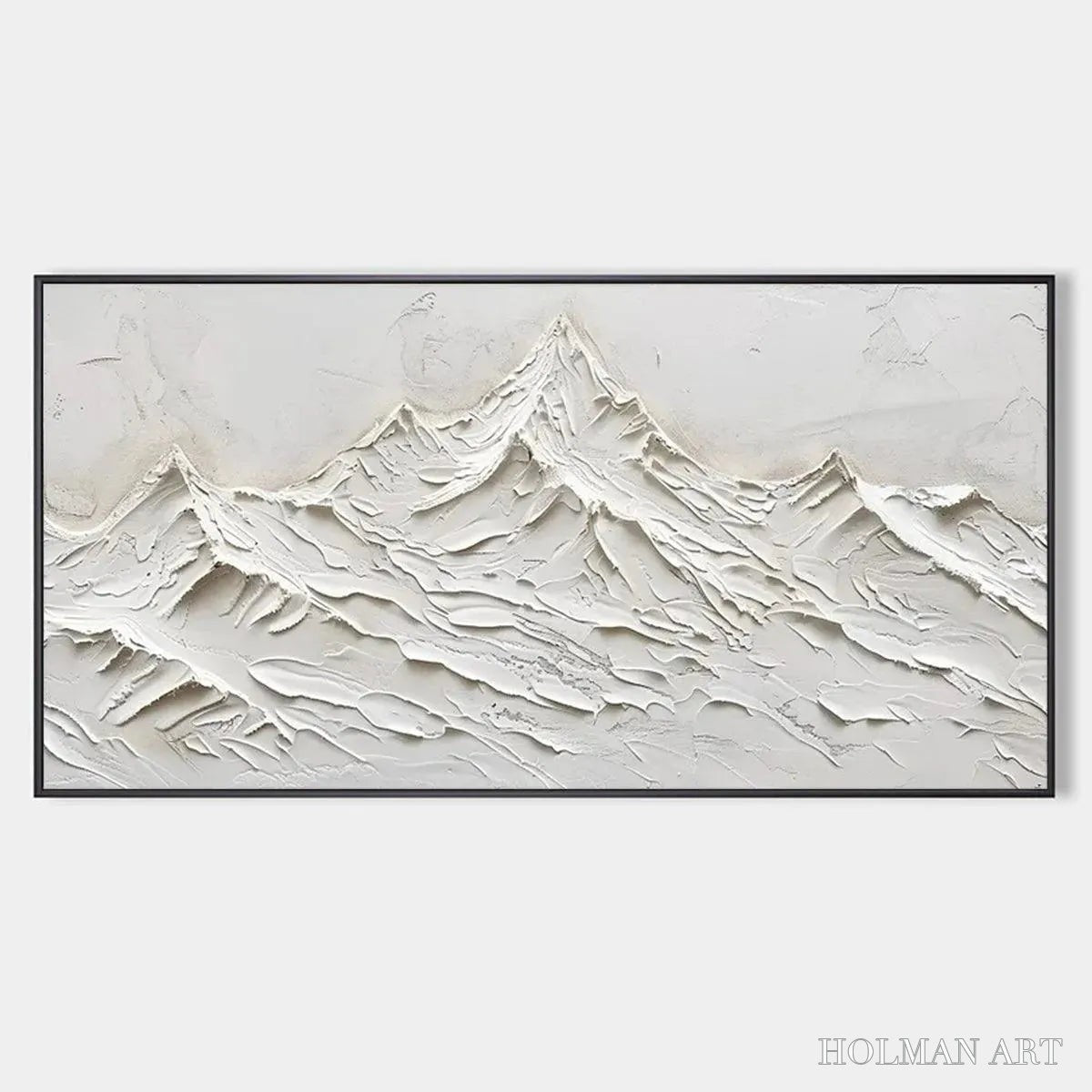 HOLMAN ART White Mountains – Textured Minimalist Abstract Mountain Painting in White - image 1