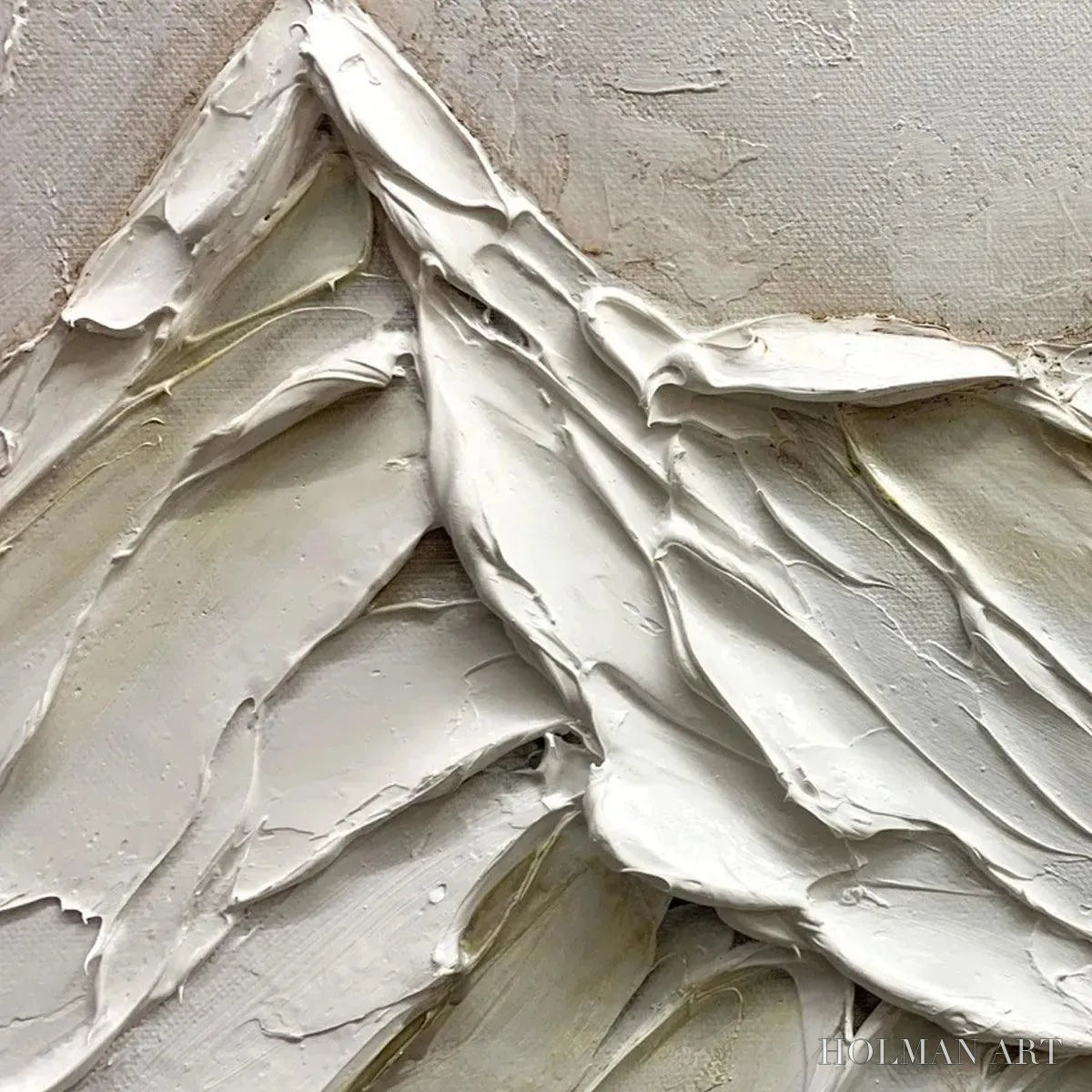 HOLMAN ART White Mountains – Textured Minimalist Abstract Mountain Painting in White - image 3