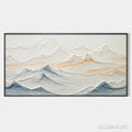 HOLMAN ART Tranquil Peaks – Textured Abstract Mountain Landscape Painting in Beige and Blue - image 1