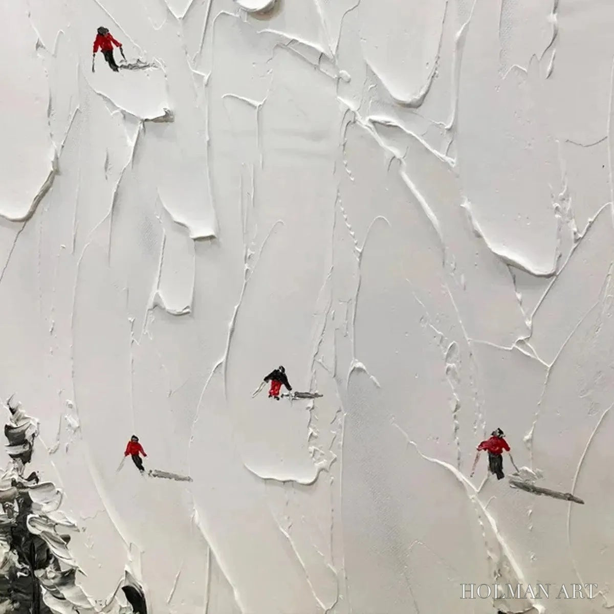 HOLMAN ART Alpine Ski – Textured Minimalist Ski Scene Painting in Black and White - image 6