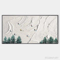 HOLMAN ART Snowy Peaks – Textured Minimalist Winter Landscape Painting with Skiers - image 1