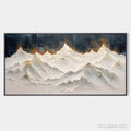 HOLMAN ART Snowy Peaks – Textured White and Gold Mountain Painting - image 1