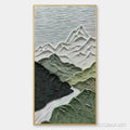 HOLMAN ART Jade Peak – Textured Green and White Mountain Landscape Painting - image 1