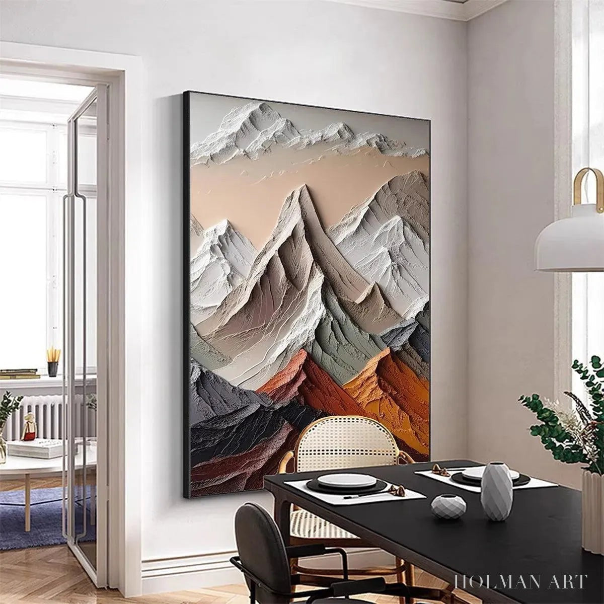 HOLMAN ART Majestic Peaks – Textured Impasto Mountain Landscape Painting in Earthy Tones - image 4