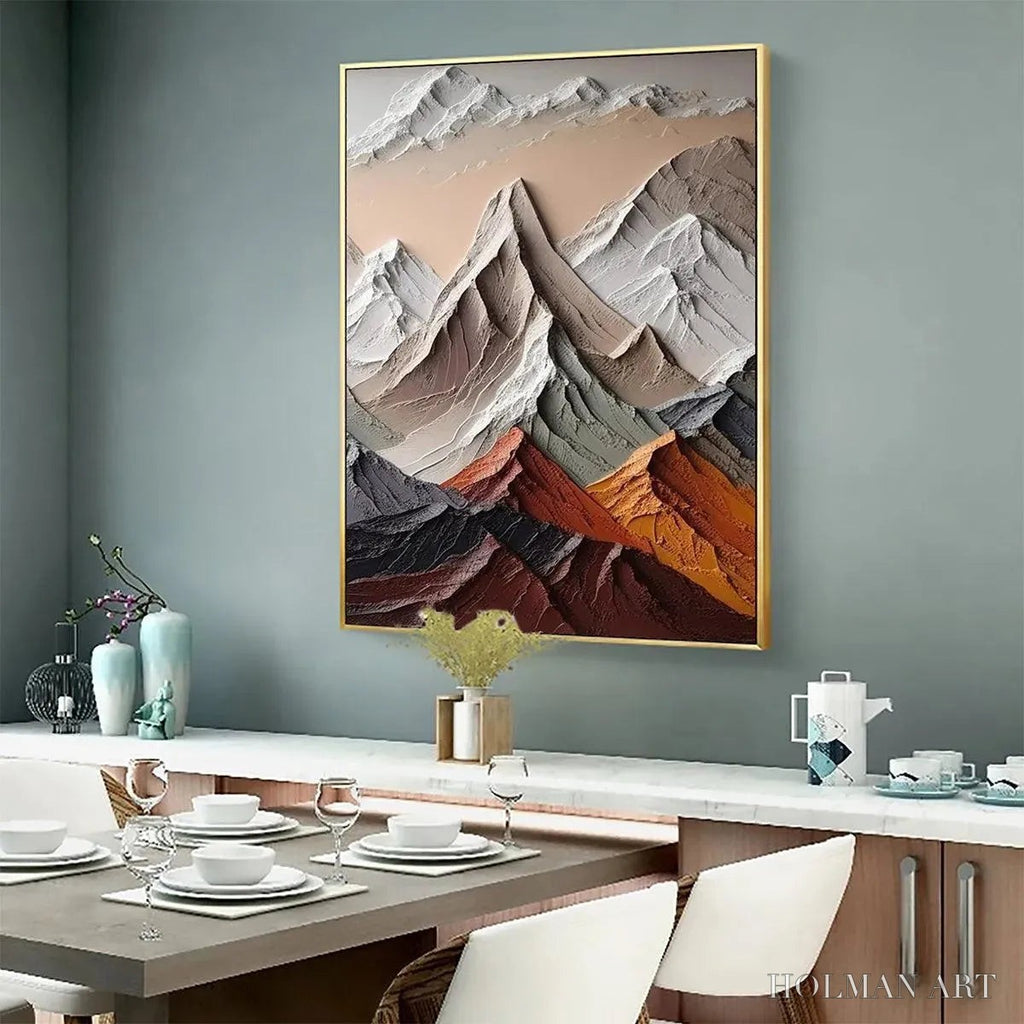 HOLMAN ART Majestic Peaks – Textured Impasto Mountain Landscape Painting in Earthy Tones - image 6
