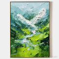 HOLMAN ART Emerald Valley – Textured Green Abstract Mountain Landscape Painting - image 1
