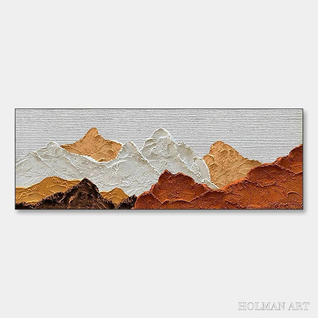 HOLMAN ART Mountain Peaks – Textured Mountain Range Painting in Brown and White - image 1