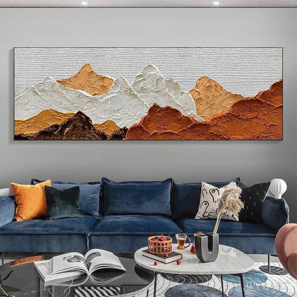 HOLMAN ART Mountain Peaks – Textured Mountain Range Painting in Brown and White - image 4