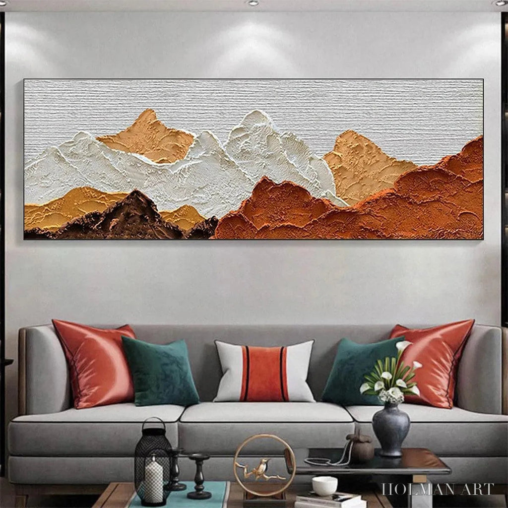 HOLMAN ART Mountain Peaks – Textured Mountain Range Painting in Brown and White - image 6