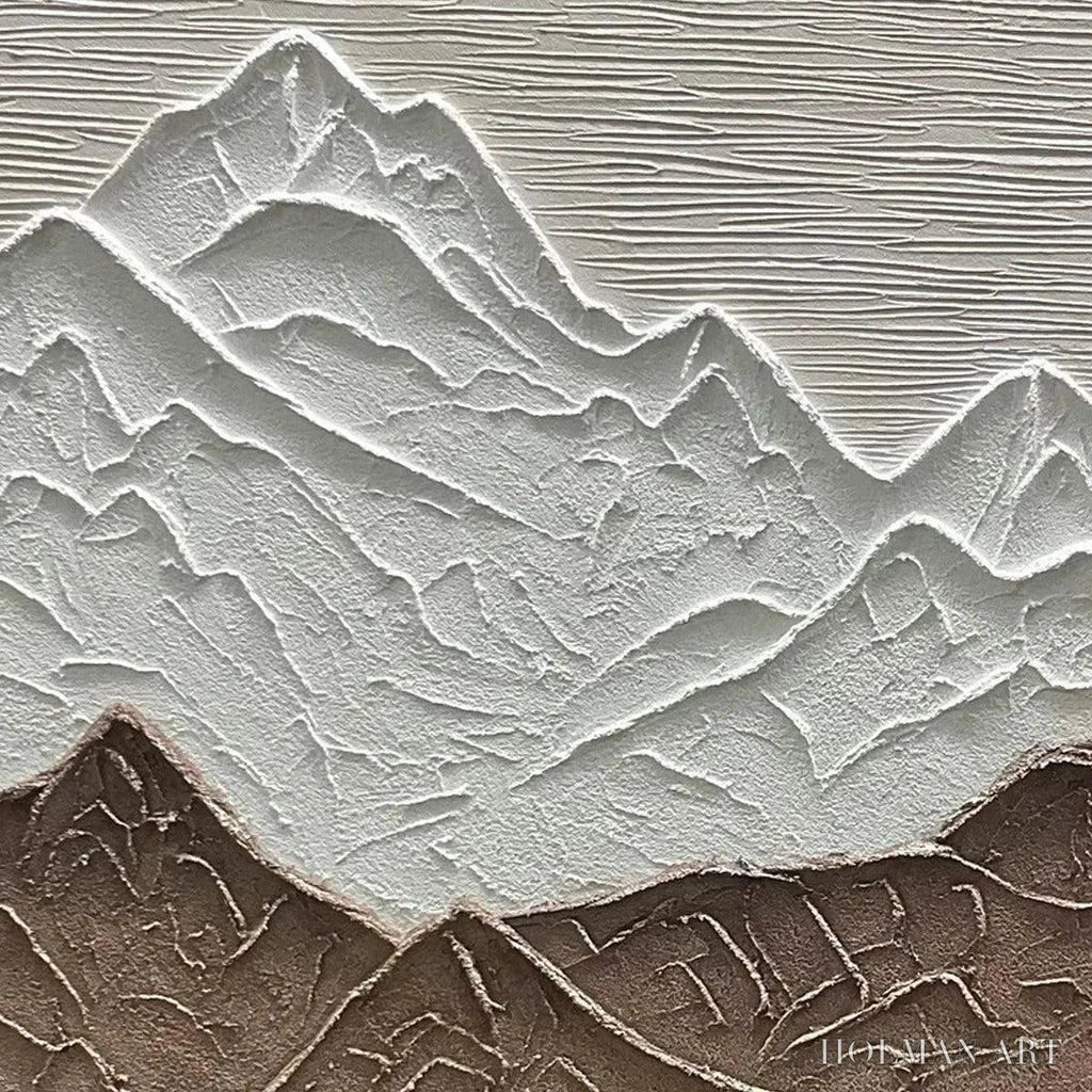 HOLMAN ART Earth River – Textured Brown and White Mountain River Landscape Painting - image 3