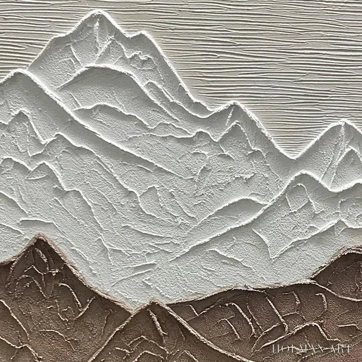 HOLMAN ART Earth River – Textured Brown and White Mountain River Landscape Painting - image 3
