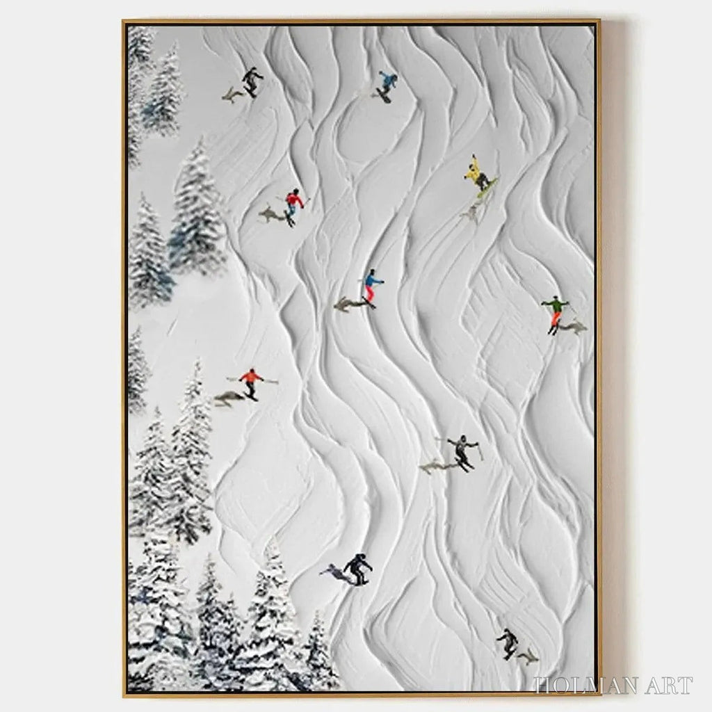 HOLMAN ART Alpine Slopes – Textured White Skiing Landscape Painting - image 1